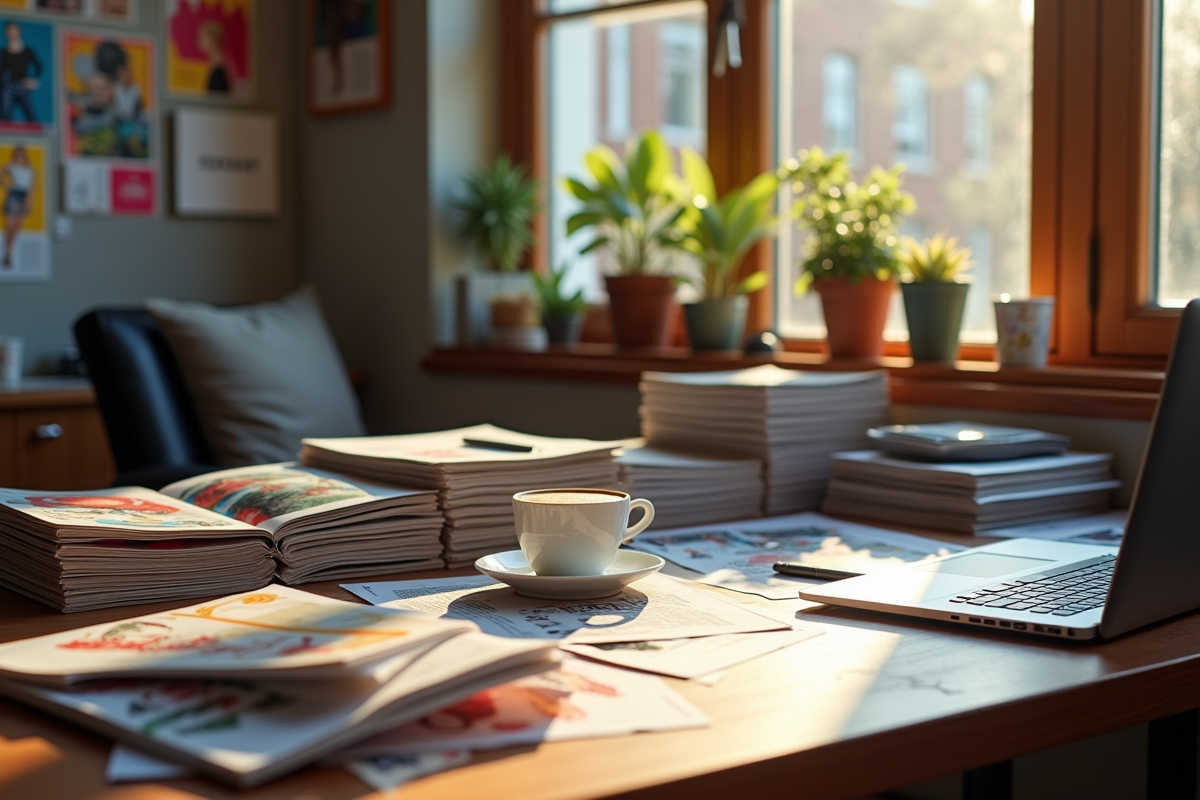 Espace de travail créatif d’un éditeur de mode avec moodboards