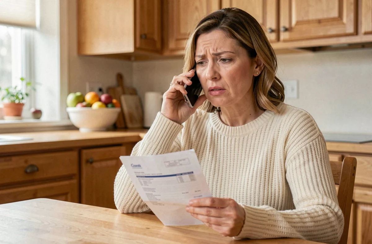 Femme contactant le service client Damart par téléphone pour signaler un problème de paiement