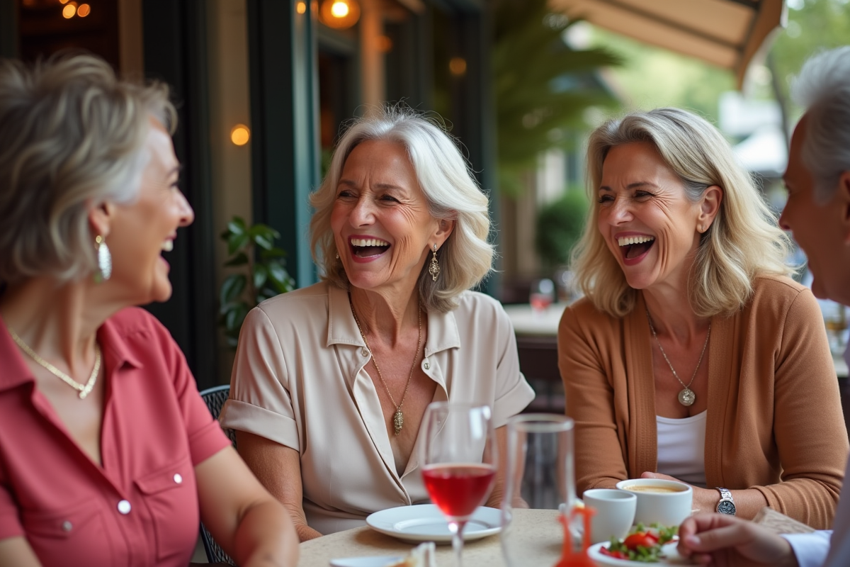 Femmes de 60 ans souriantes avec différents rouges à lèvres