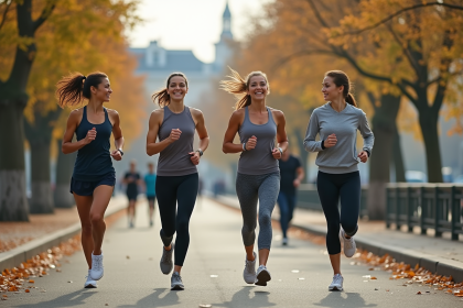 Femmes courant le long de la Seine à Paris en tenue de sport