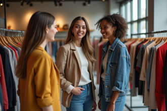 Groupe de femmes mode trendy dans une boutique urbaine