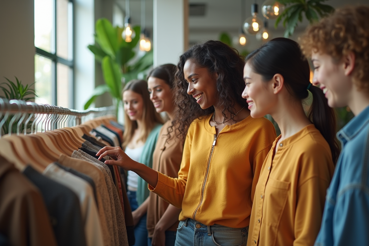 Jeunes adultes faisant du shopping dans une boutique écologique