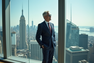 Homme d'affaires en costume dans un bureau moderne en ville