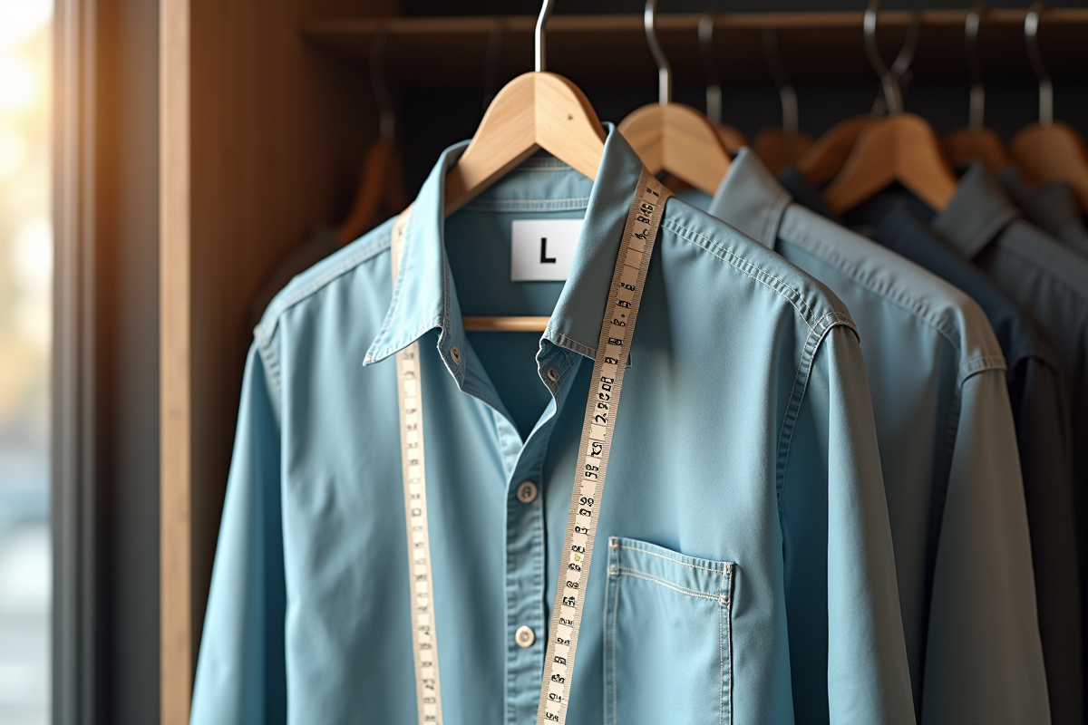 Mètre ruban autour d une chemise taille L sur cintre