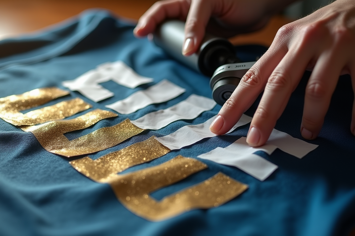 Gros plan sur un maillot de sport avec flocage partiellement décollé